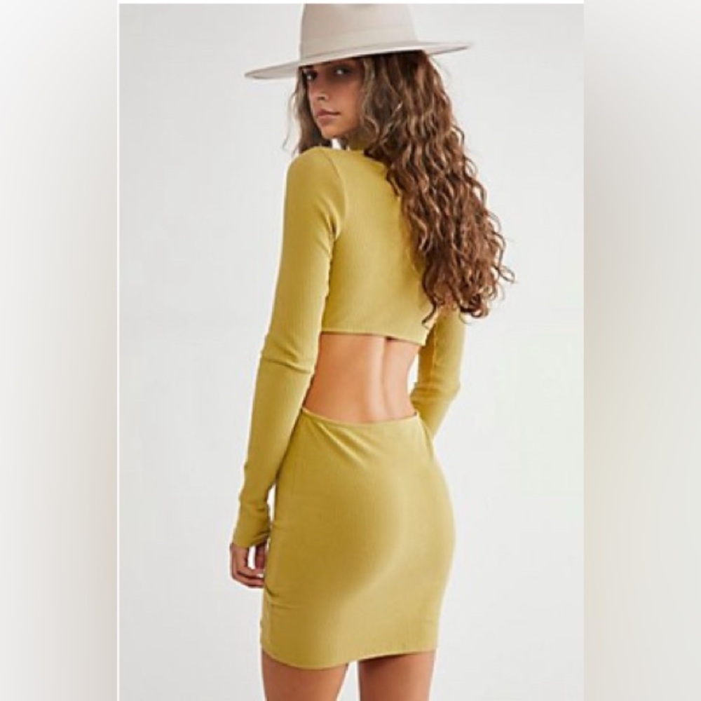Free People Olive Green Long Sleeve Dress